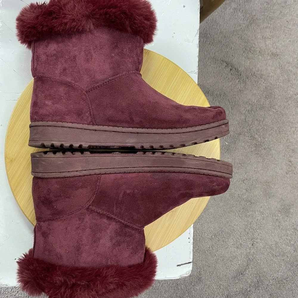 New SO Paulina Women's Size 8‎ Faux Fur Winter Boots - Burgundy Wine